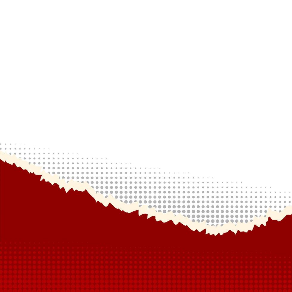Red Torn Paper Border With Dot Pattern and White Baackground vector
