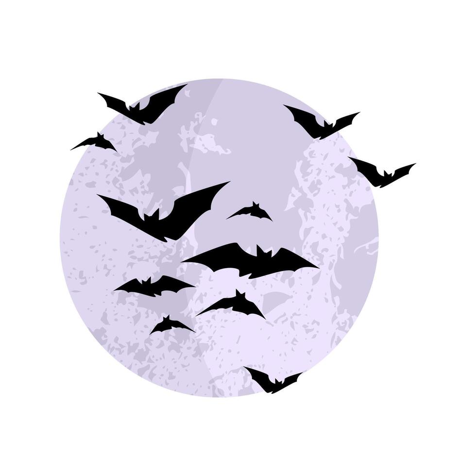 Bats Flying in The Night Sky With Moon Illustration Background vector