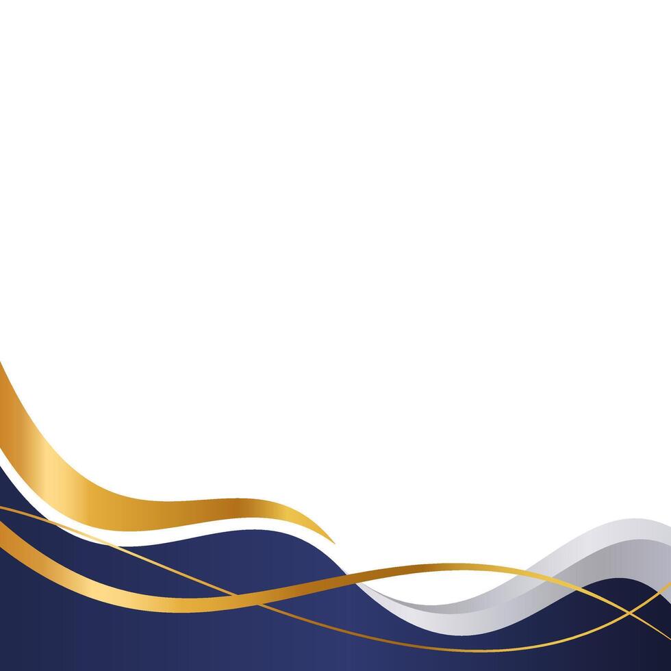 Navy And Gold Modern Luxury Wavy Border With Line Decoration vector