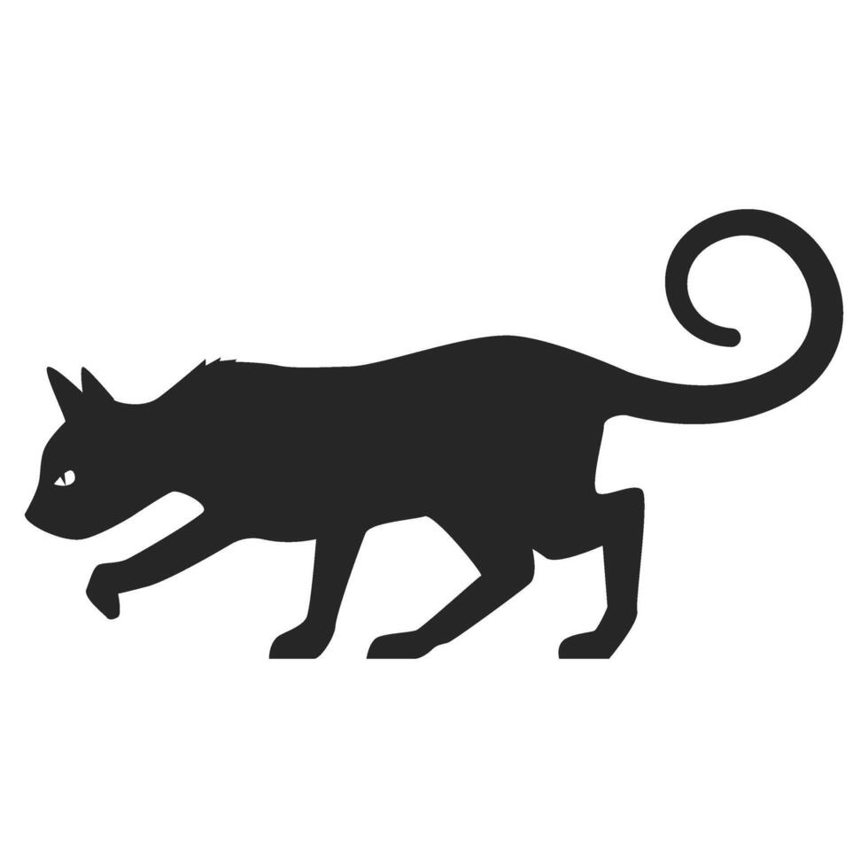 A Black Silhouette of A Cat on A White Background vector