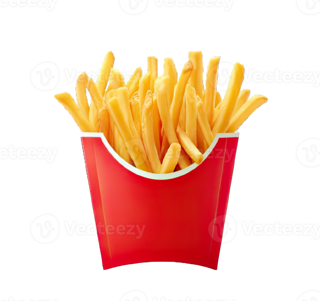 . French fries in box isolated on a transparent background. png