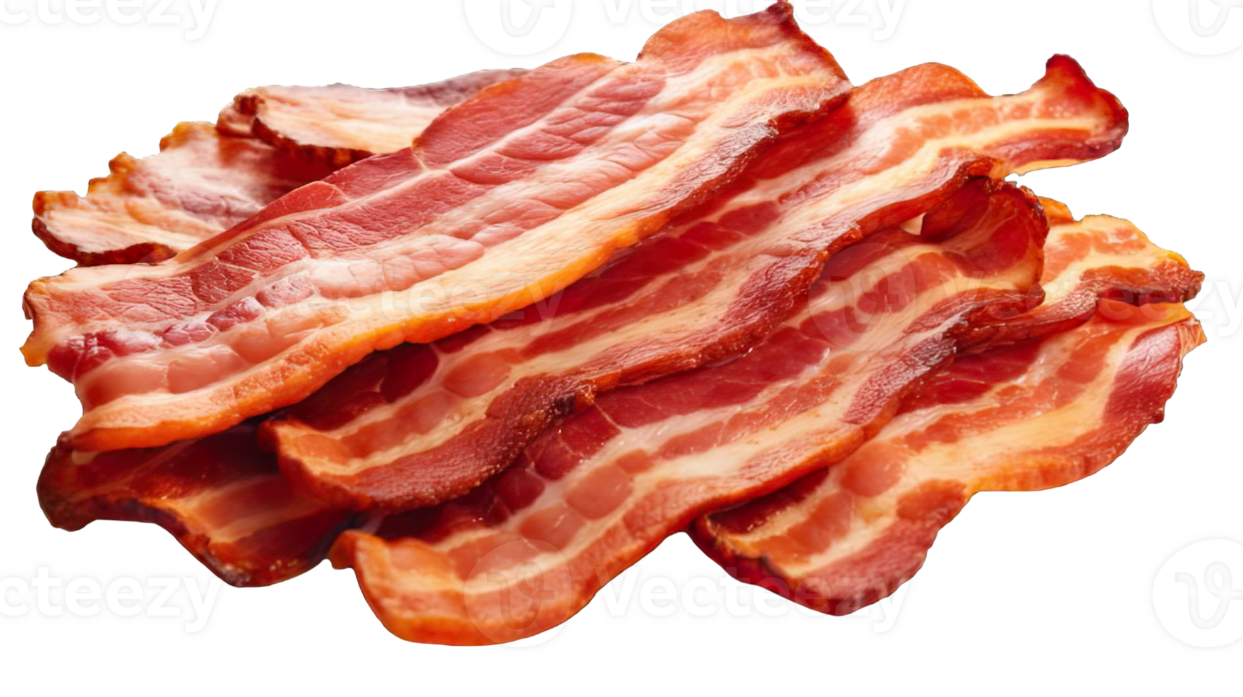 . Cooked bacon rashers isolated on a transparent background. png