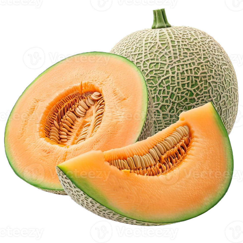 . Cantaloupe isolated on a transparent background. png