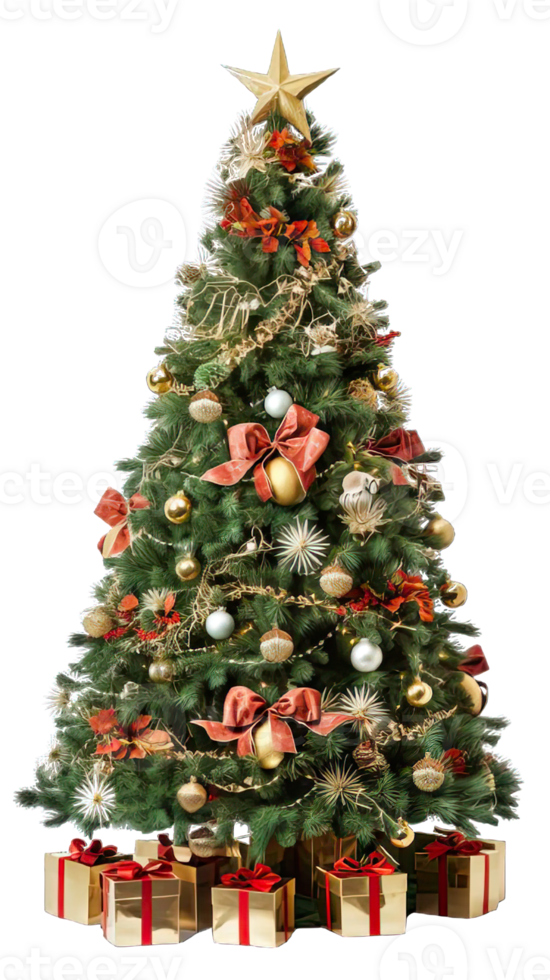 . Beautifully decorated Christmas tree isolated on a transparent background. png