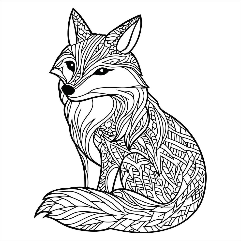 Fox coloring page mandala design. print design. vector