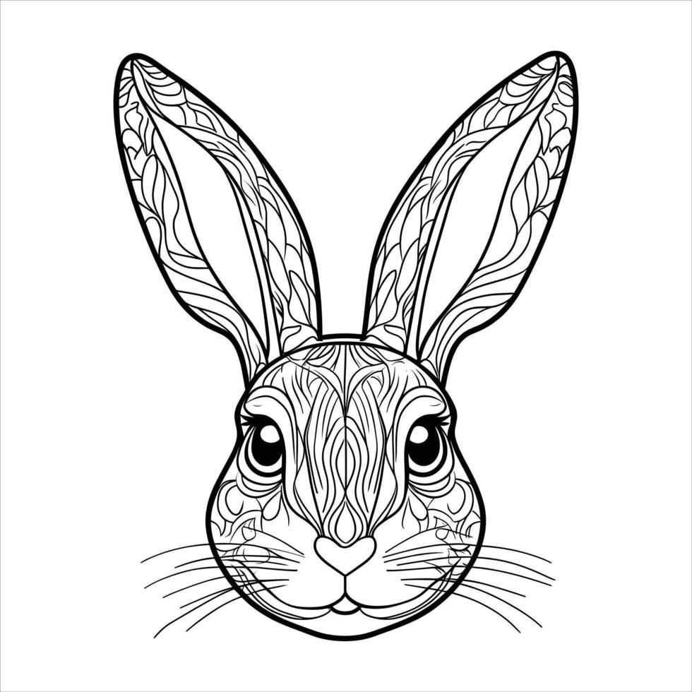Coloring page for adult rabbit mandala design. animal illustration. Perfect for relaxation and creativity. print design vector