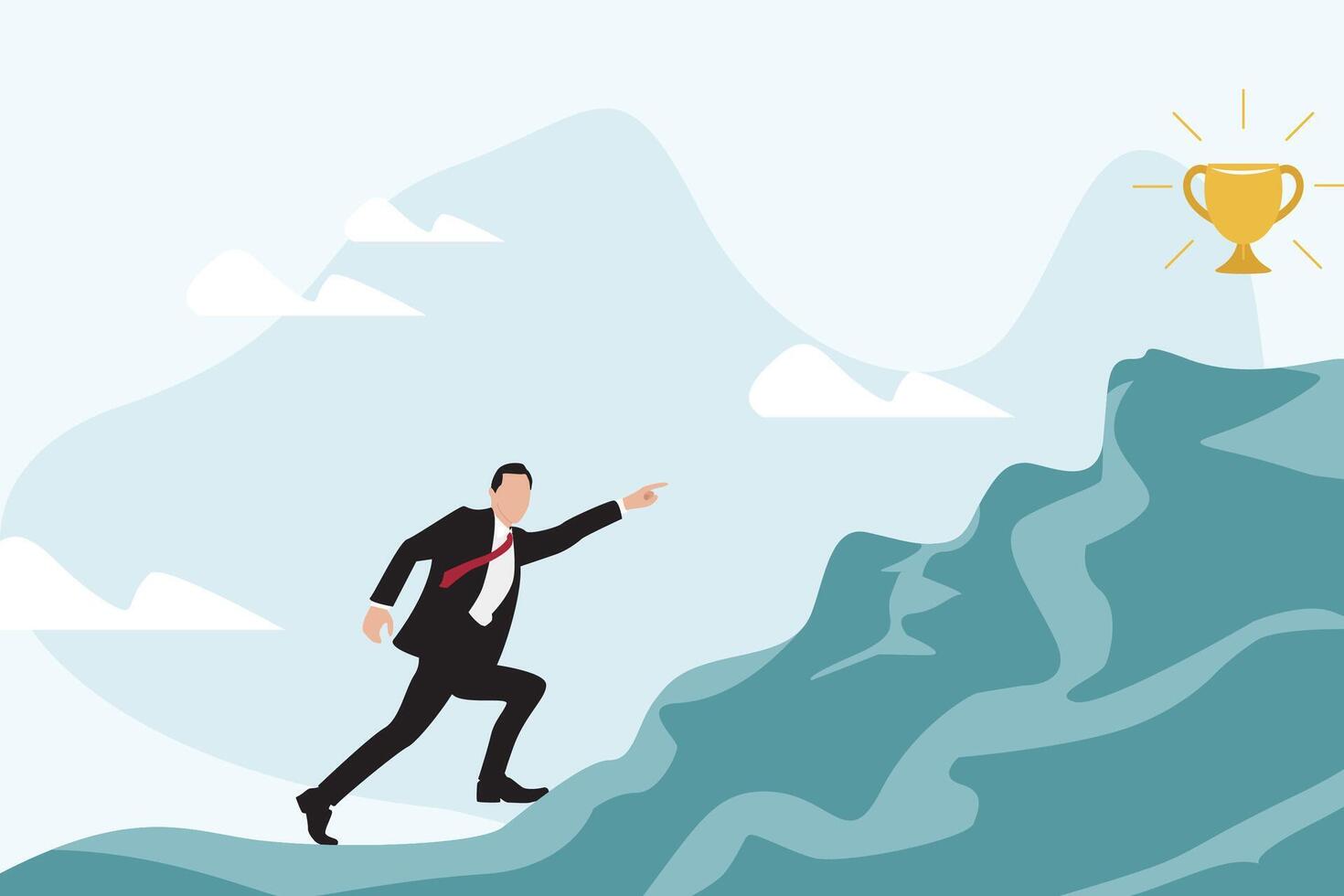 Businessman climbs the mountain to get success vector