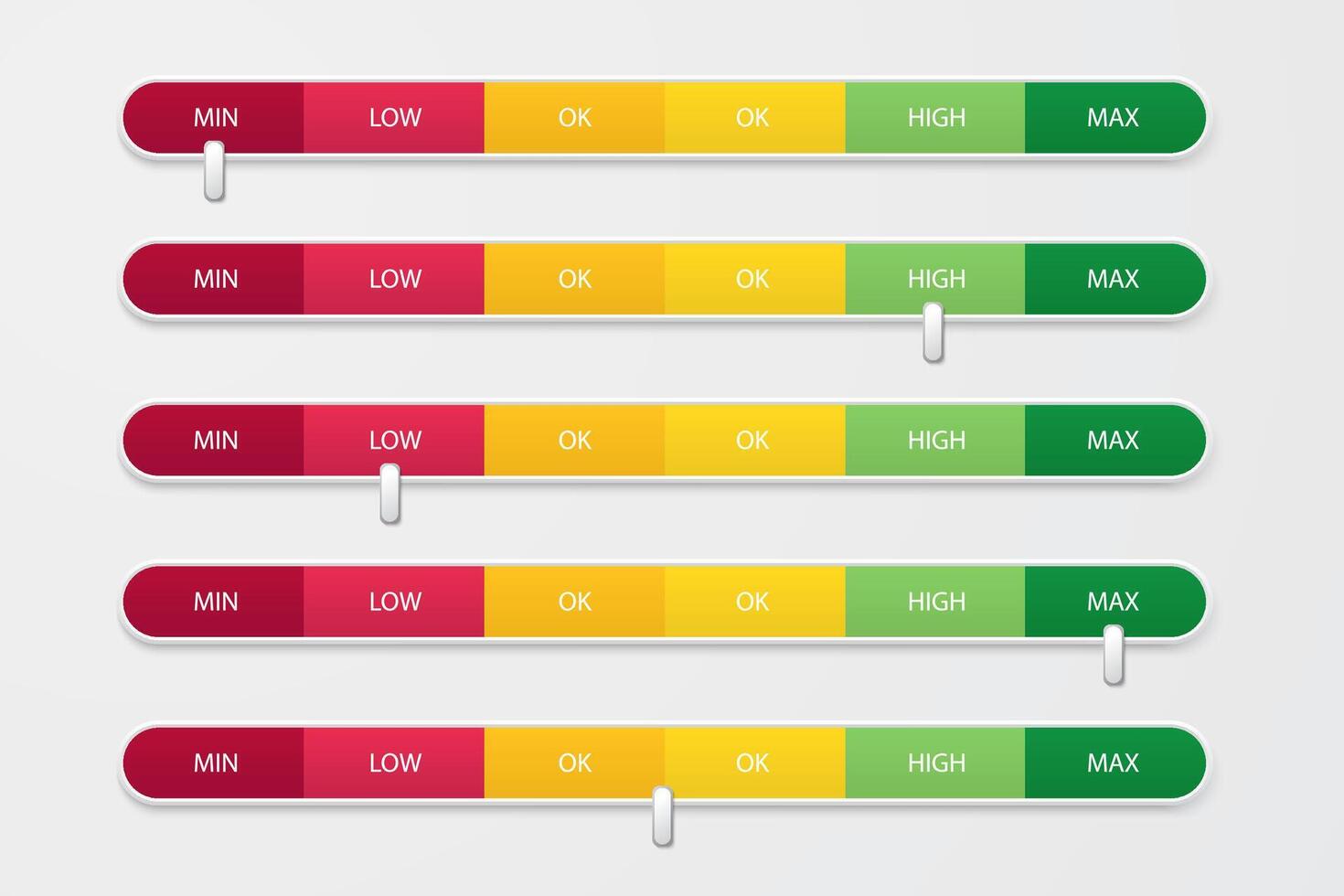 Indicator level meter with horizontal colorful levels vector