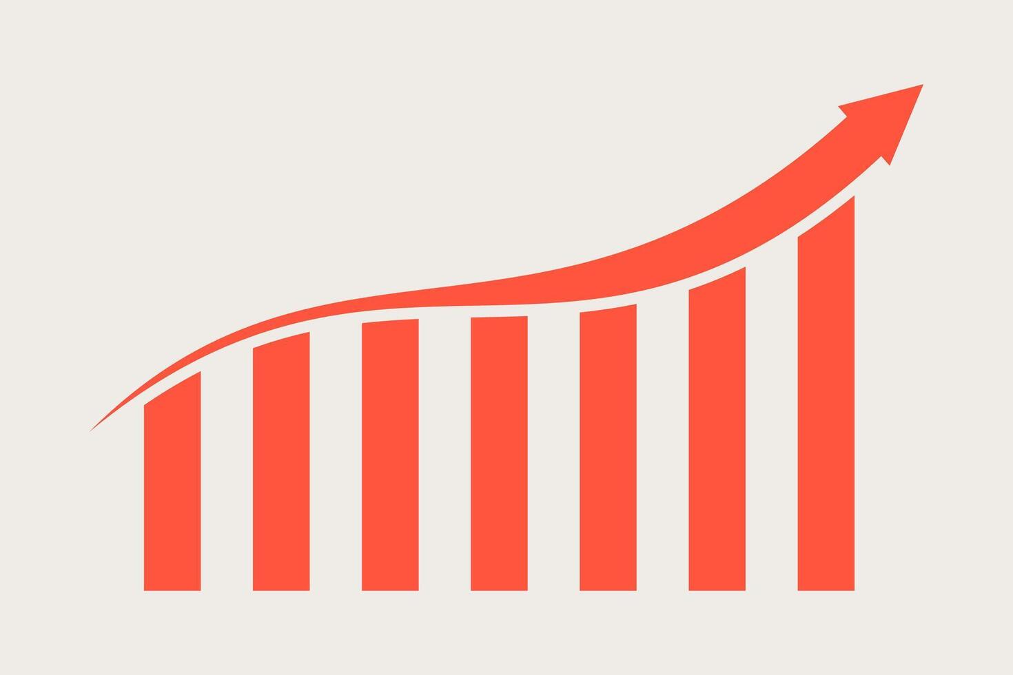 Progress growth graph icon with increase red arrow sign vector
