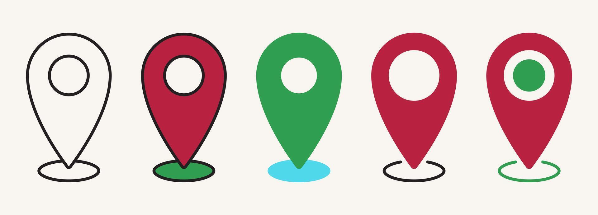 Pin icon design in white red and green colors vector