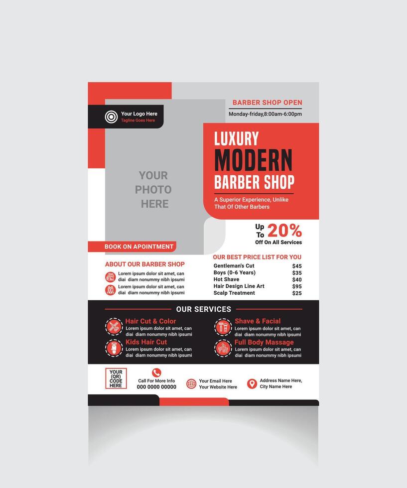editable barber shop flyer vector