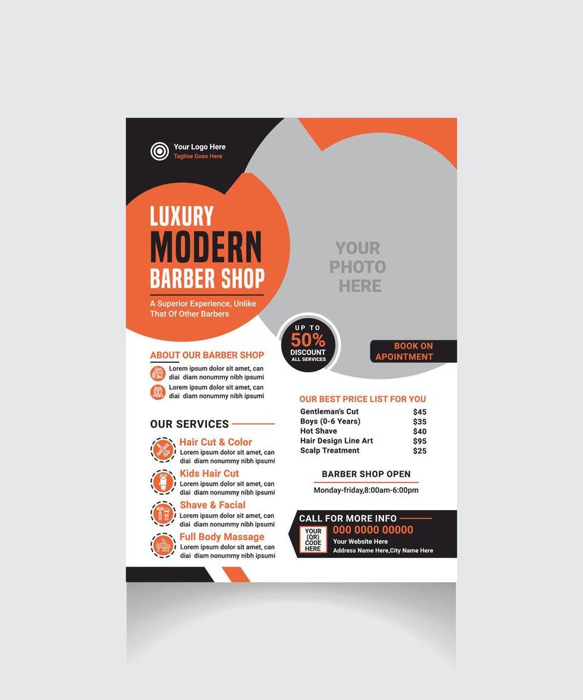editable barber shop flyer presentation vector