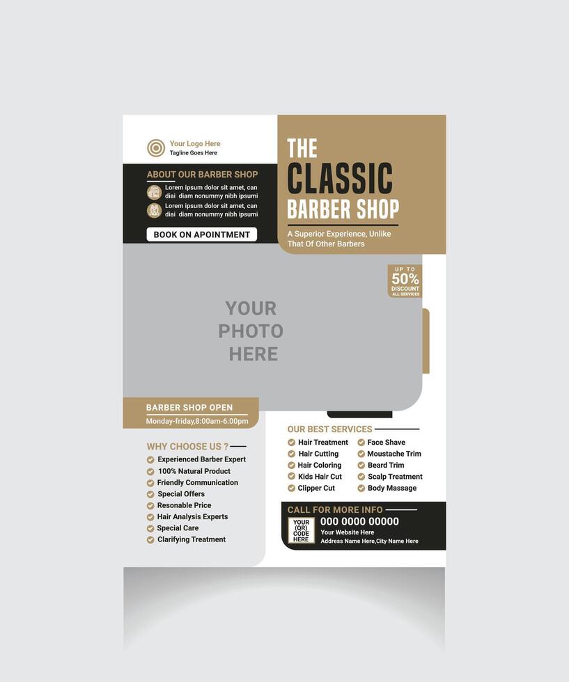 professional barber shop flyer layout vector