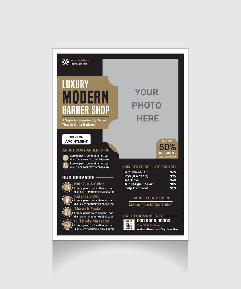 barber shop flyer layout vector