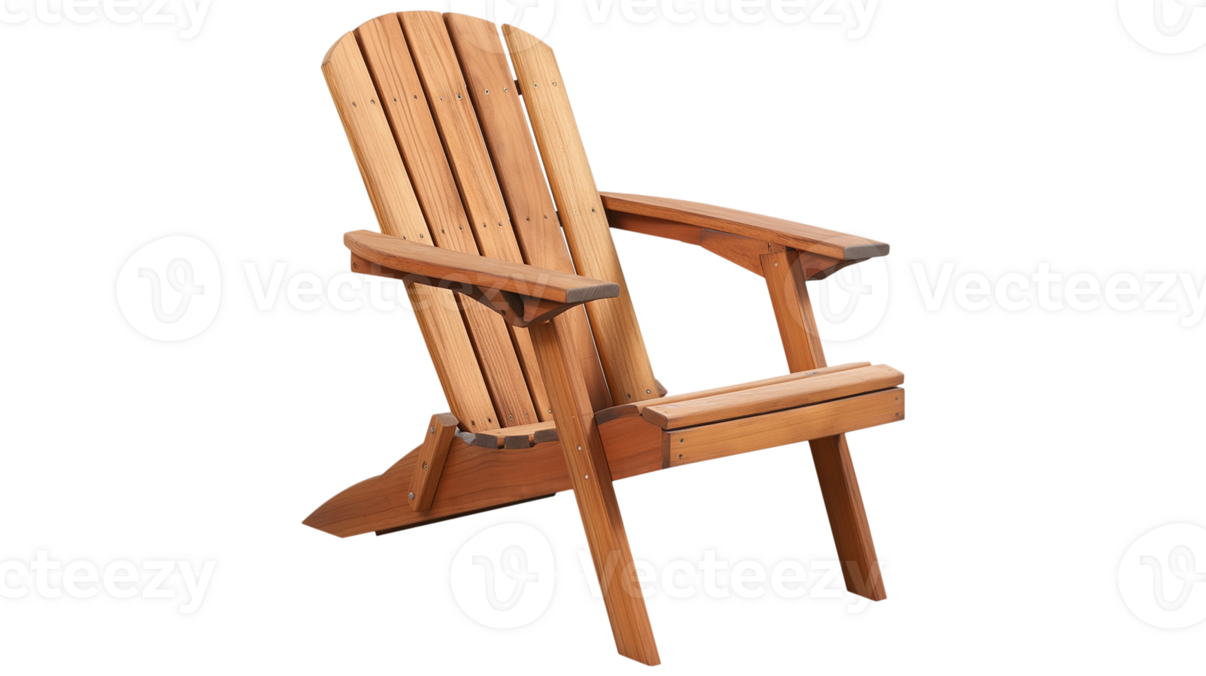 A wooden chair with a back and arm rests. The chair is empty and sitting on a white background png