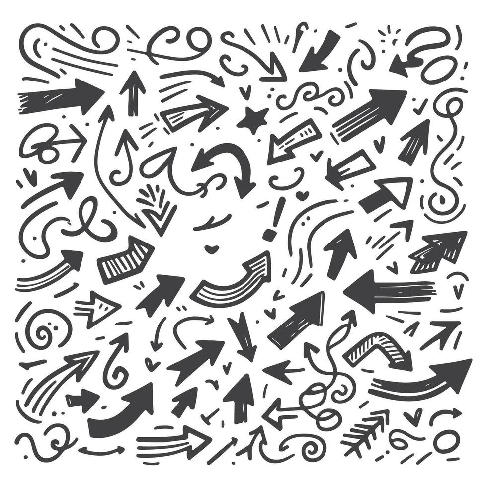 Hand Drawn Arrow Illustrations Unique Sketches for Design vector