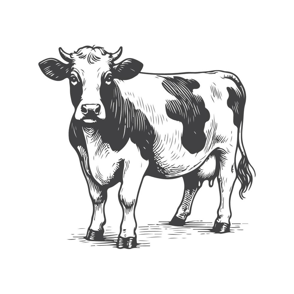 Vintage Cow Sketch Illustration vector