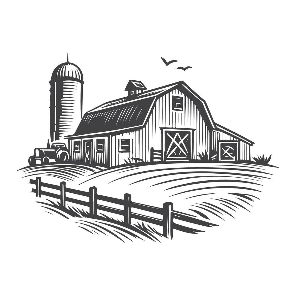 Farm Barn Sketch vector