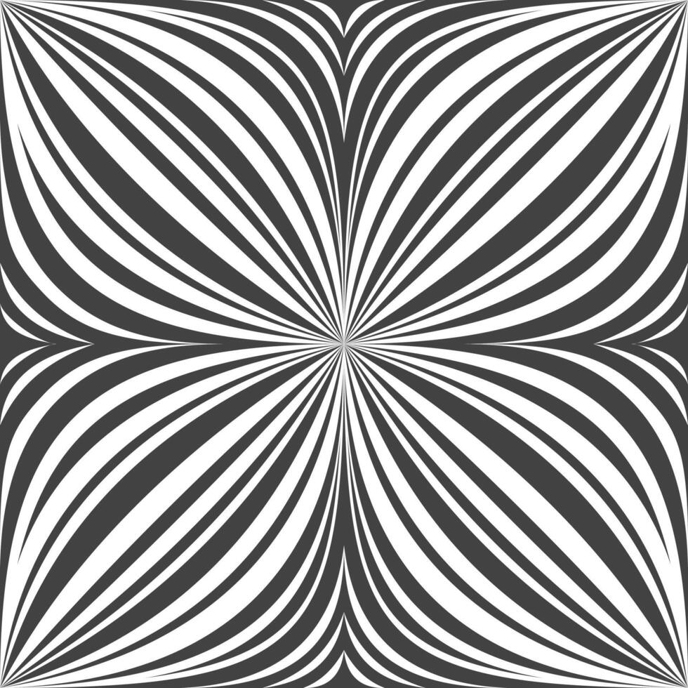 Arced lines form a petal in a square creating a seamless meditative black and white pattern. vector