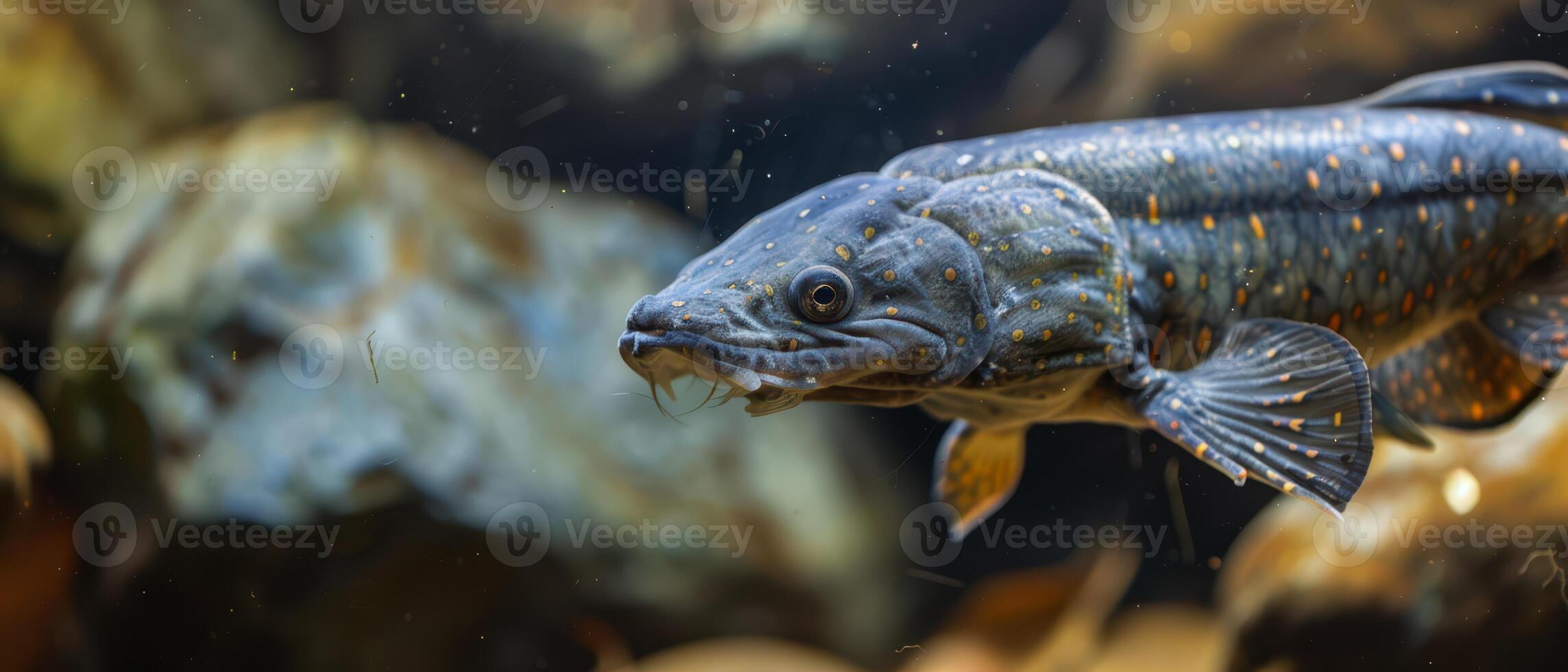 A Close Up of a Spotted Goby Fish Swimming in an Aquarium photo