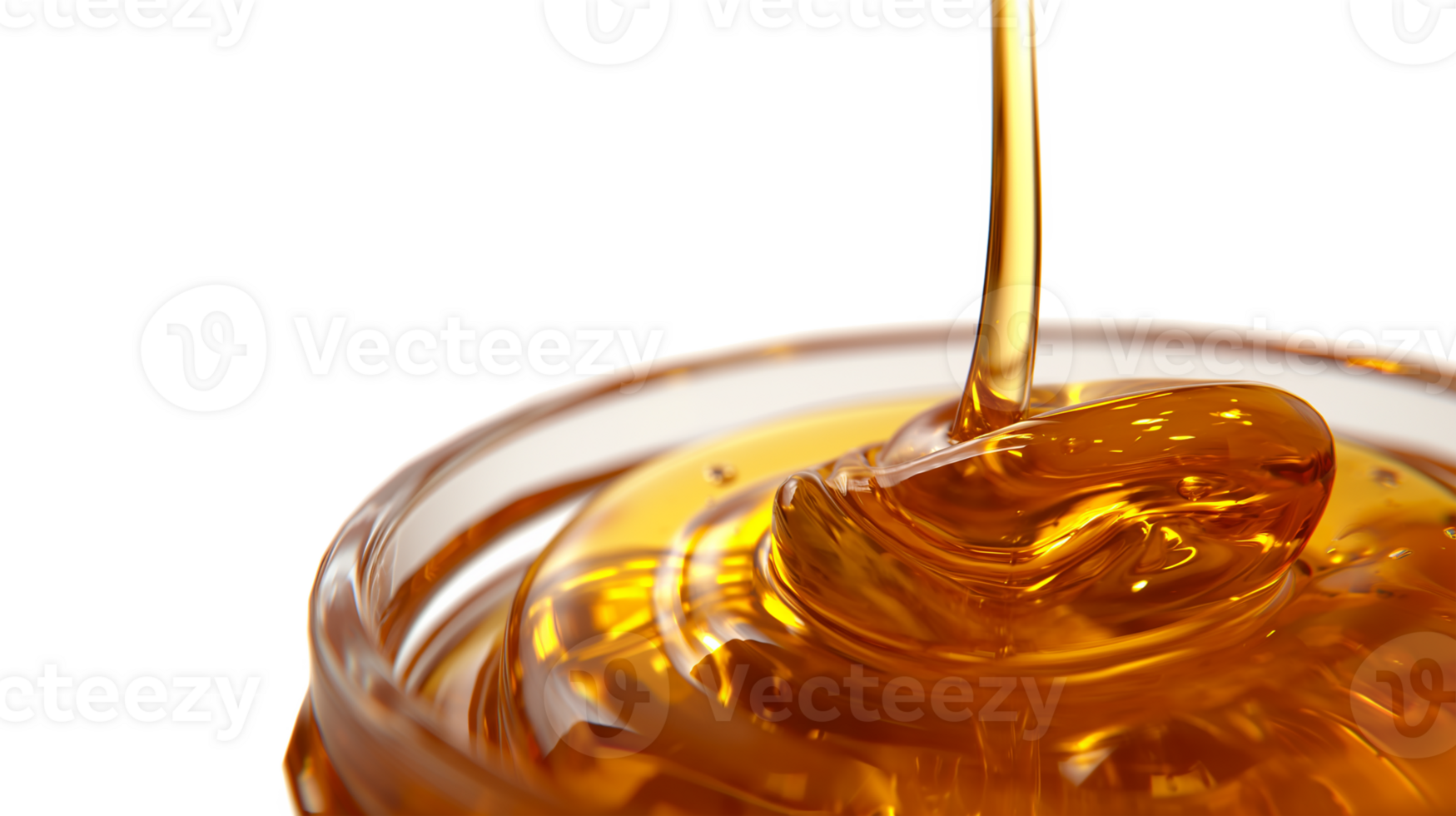A spoonful of honey is poured into a jar. The jar is half full and the honey is flowing out of the spoon png