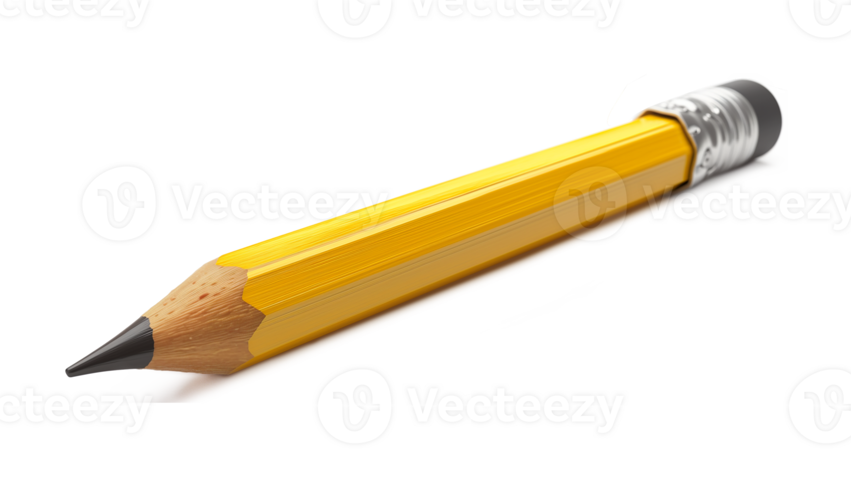 A yellow pencil with a black tip. The pencil is sharpened and has a pointy tip png