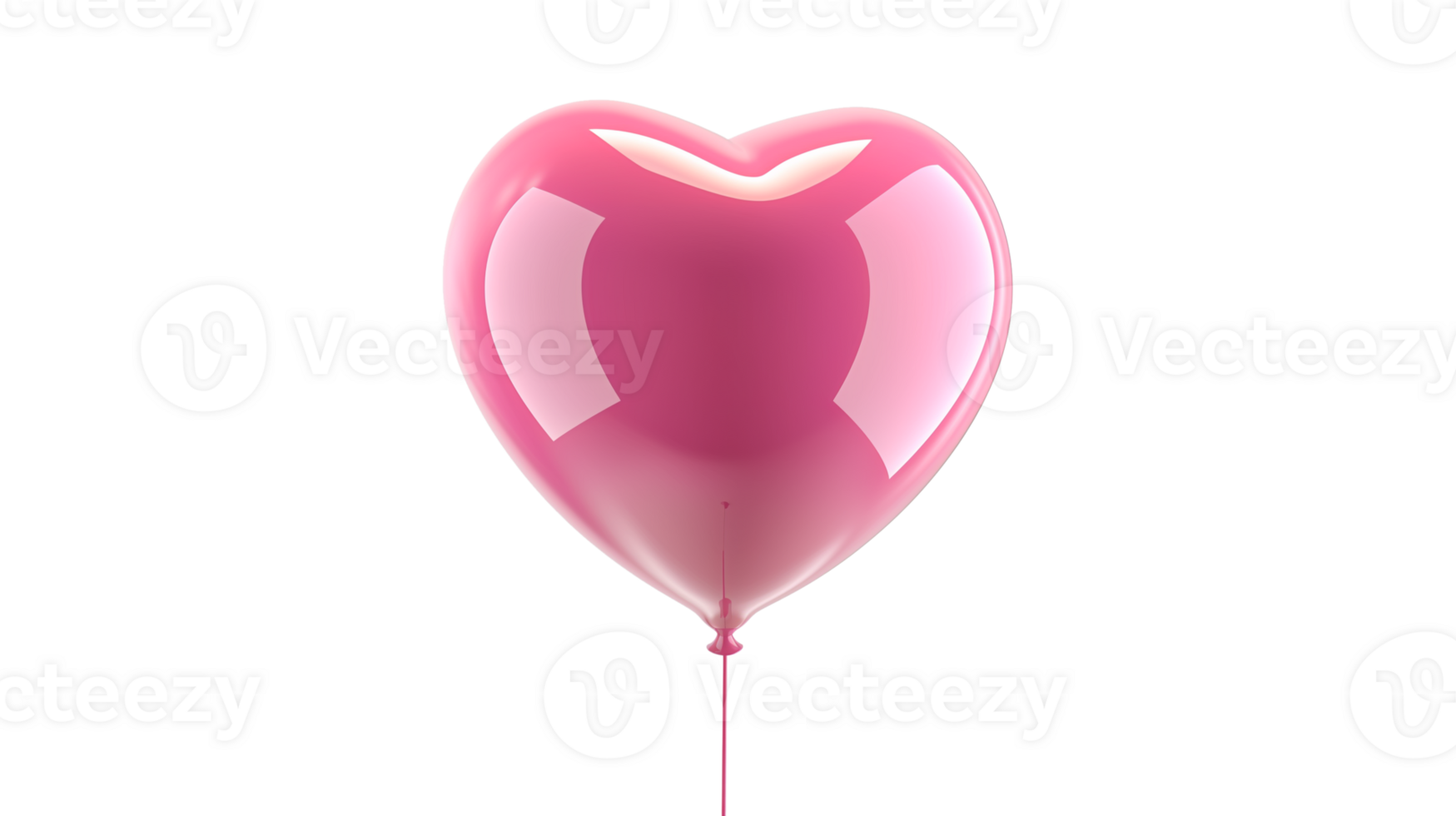 A heart shaped balloon with a pink ribbon tied to it. The balloon is floating in the air and he is a gift png