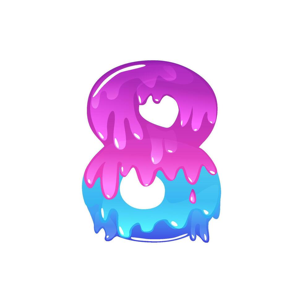 Slime Cartoon Number 8, figure Eight. Slime font type number Latin alphabet vector