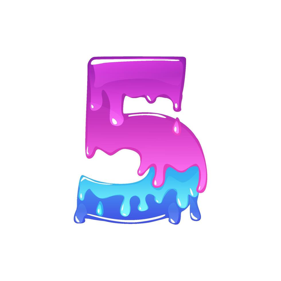 Slime Cartoon Number 5, figure Five. Slime font type number Latin alphabet vector