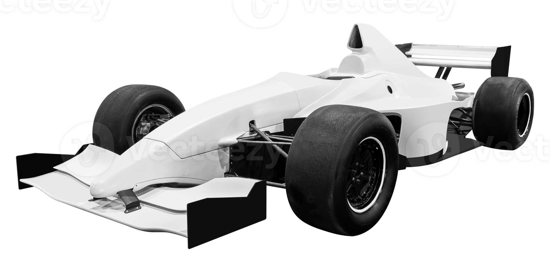 Front view white open wheel race car png