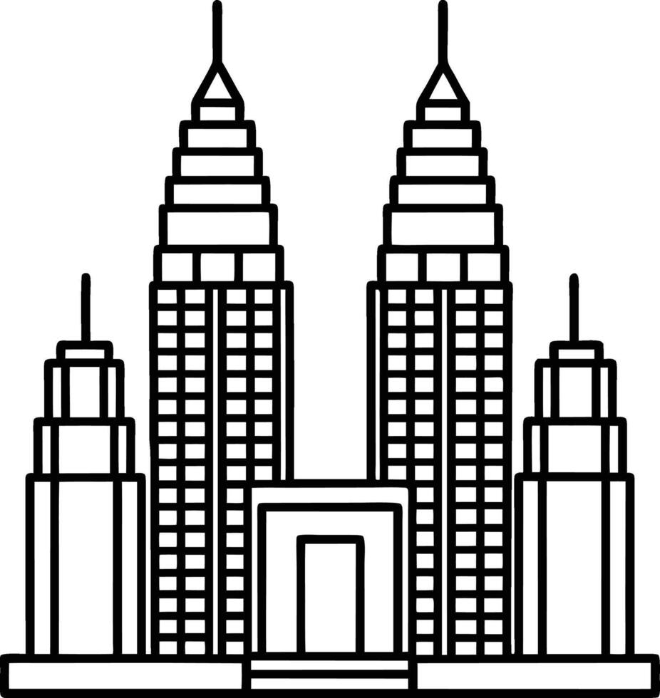 kuala lumpur temple icon over white background, line style, illustration vector