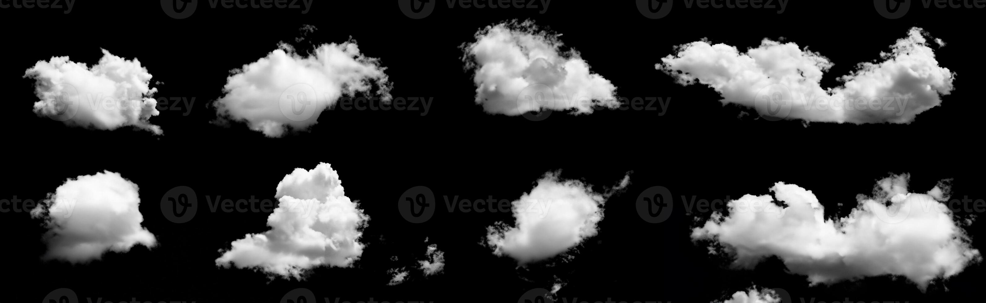 White Clouds or Smog Isolated on Black Background photo