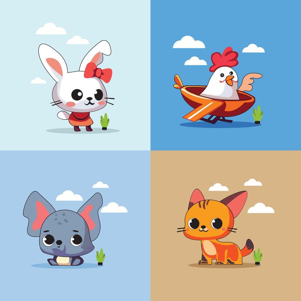 animals illustration isolated on white background. vector