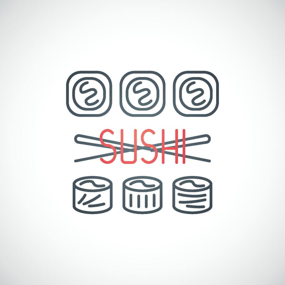 Sushi with Chopsticks, isolated on white background. vector