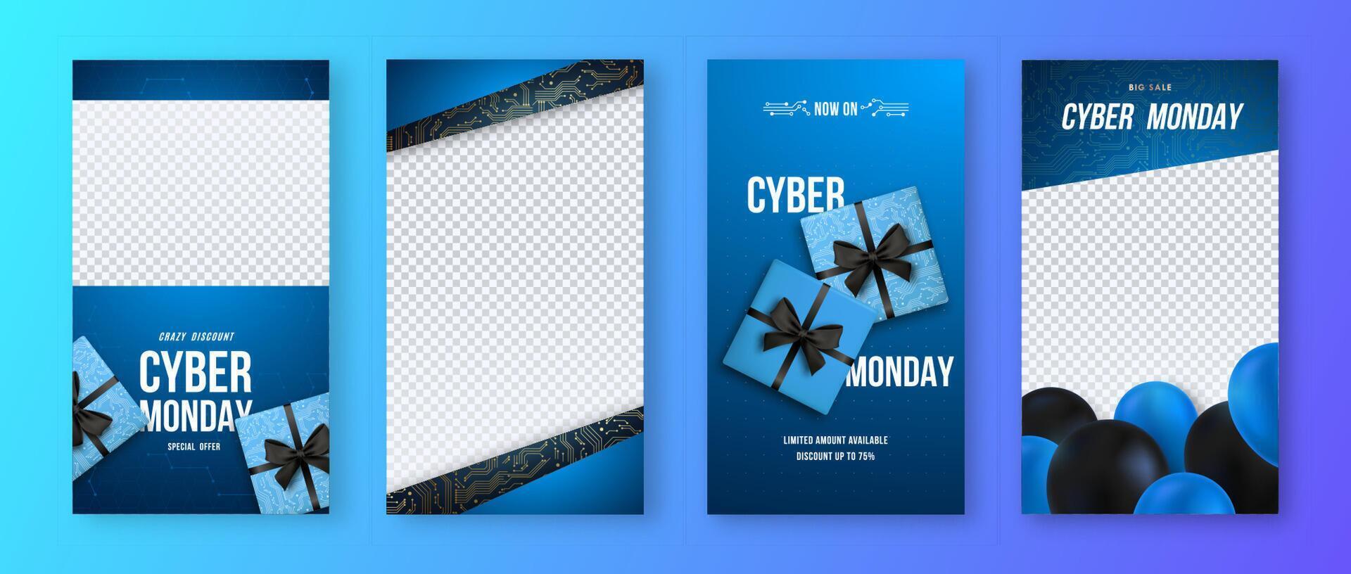 Cyber Monday Sale vertical banner. vector