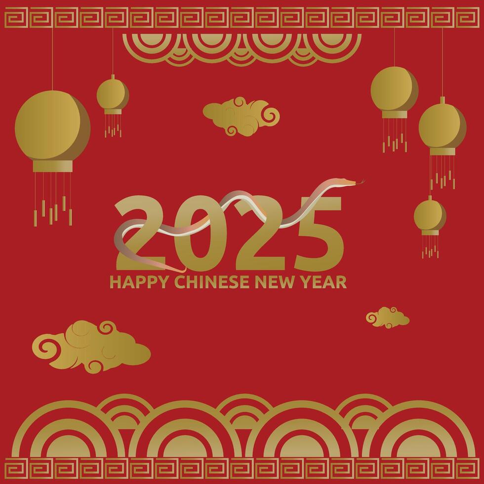 Chinese new year background with 2025 year and snake. vector