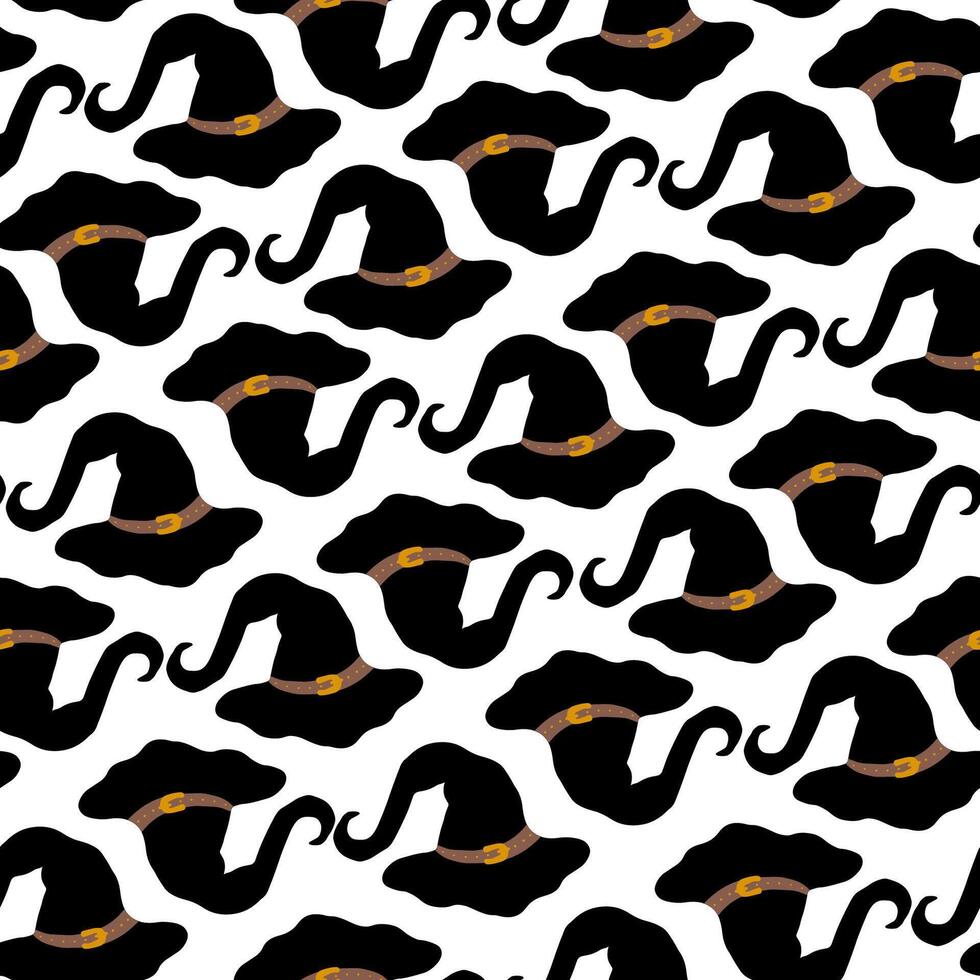 Witch hat seamless pattern. Wizard hat repeat pattern. Halloween, witchcraft spooky background, texture for paper, fabric design. vector