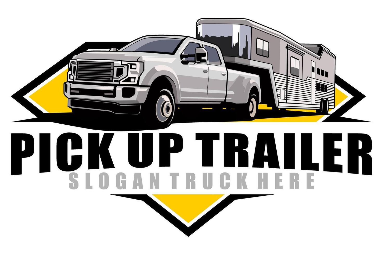 pick up truck trailer caravan illustration design vector