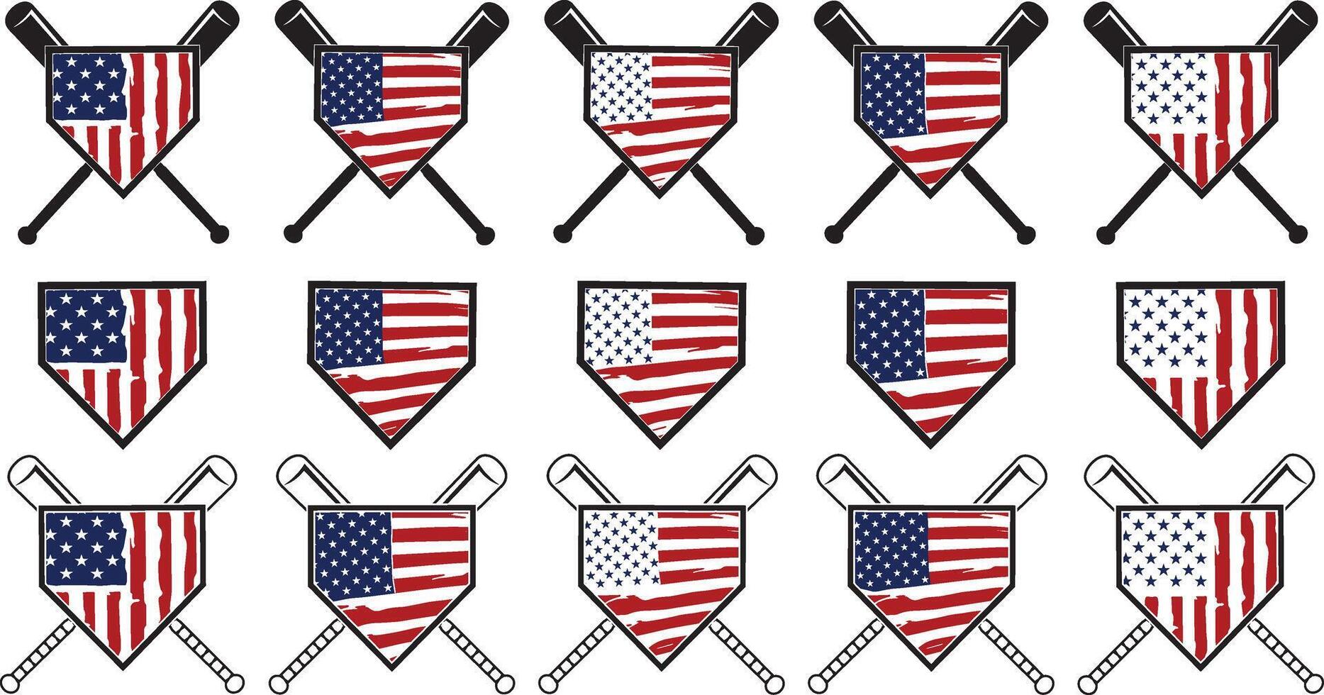 American Flag Softball, Home Plate US Flag, Baseball Cut File vector