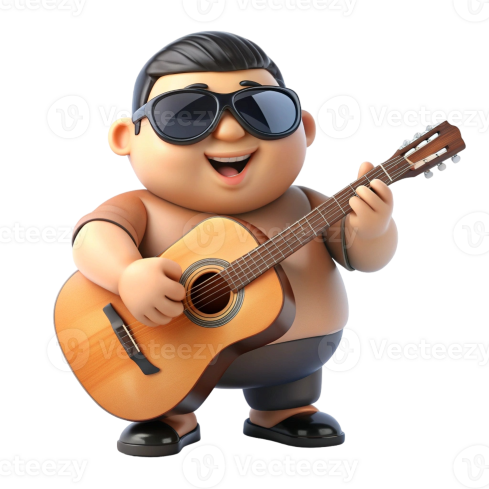aigenerated man cartoon character with sunglasses playing the guitar png