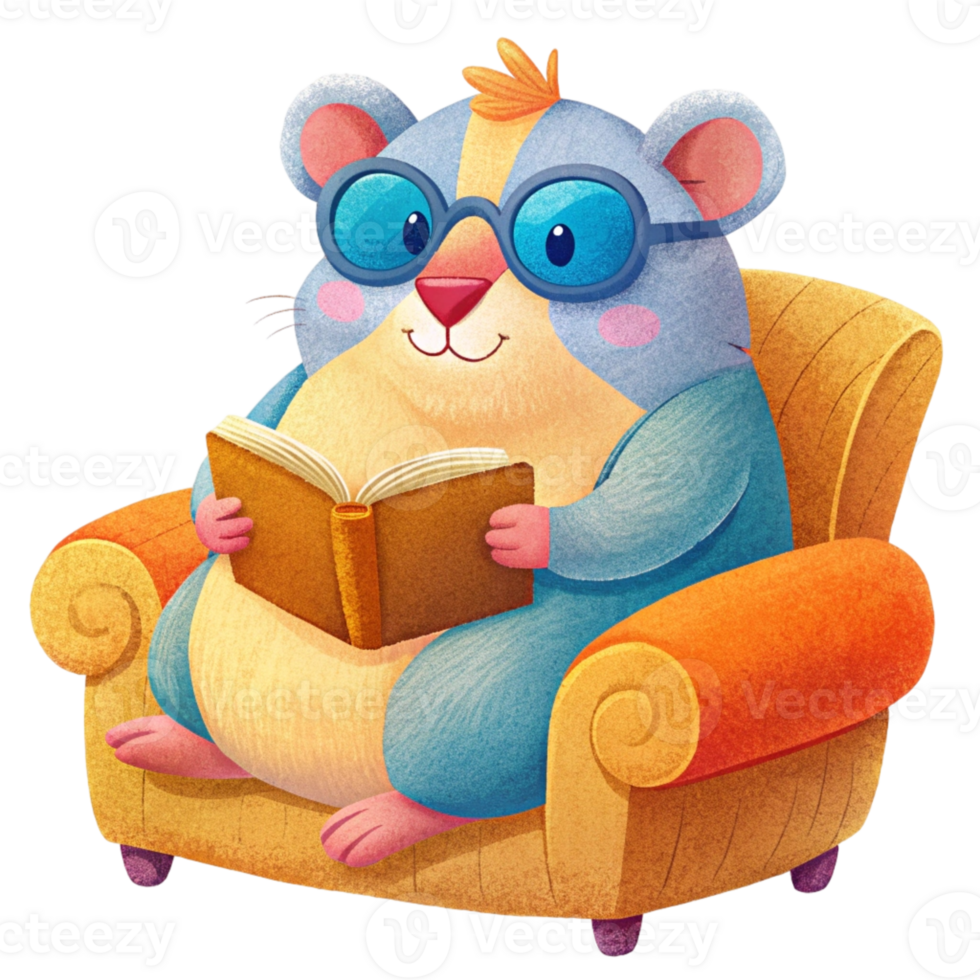 aigenerated hamster reading book png