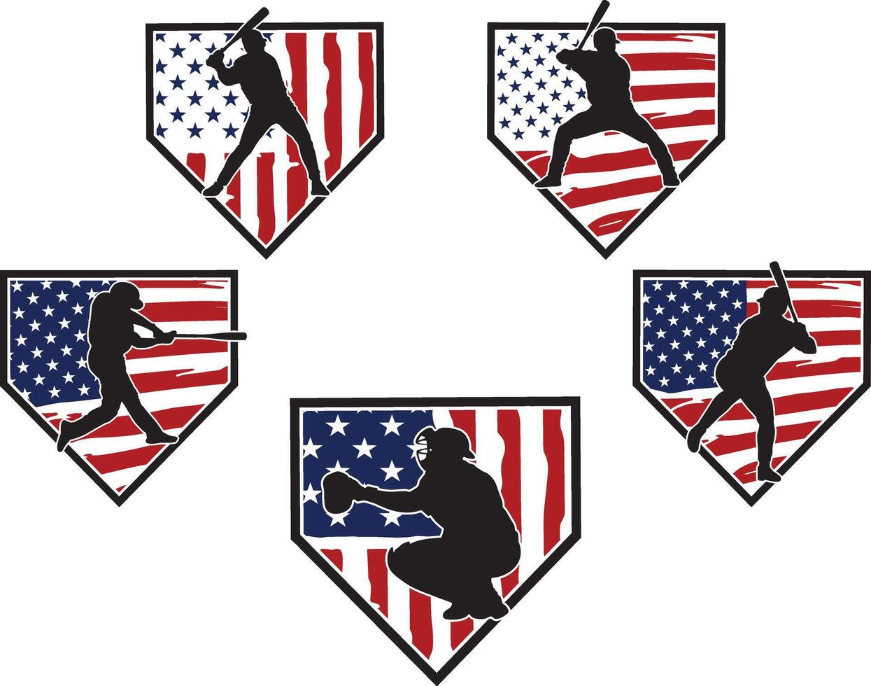 Baseball Men US Flag, Softball Men Home Plate Cut Files vector