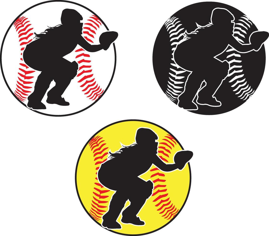 Girl Baseball Player, Softball Girl, Softball Silhouette, Baseball Clip Art vector