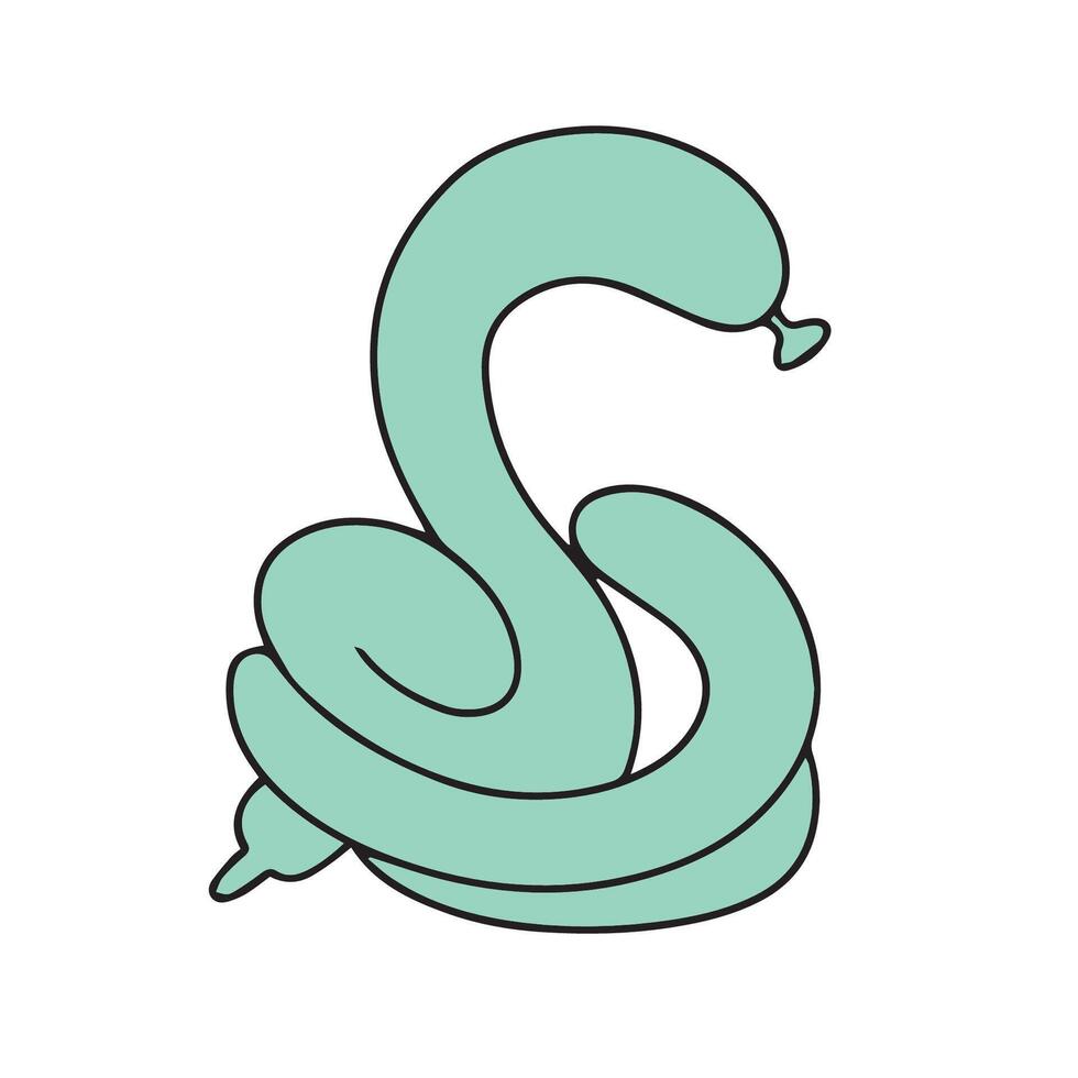 Inflatable snake made of twisted balloons. Symbol of 2025. Design element for greeting card, invitation card, print, flyer, banner. vector