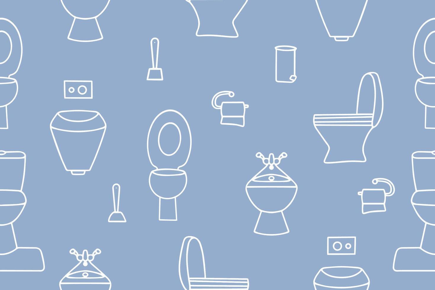 Seamless pattern of toilets and toilet paper. Toilet seamless pattern. vector