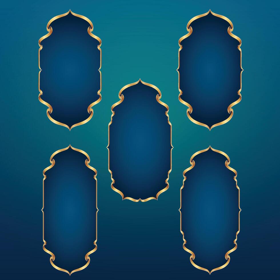 Frame Ribbon Style bundle for islamic background Decoration vector