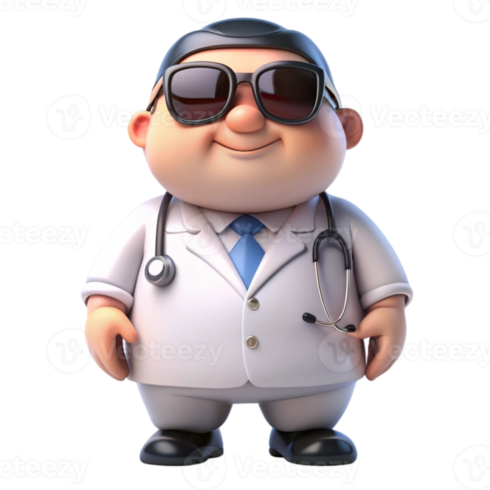 aigenerated doctor cartoon character with glasses png