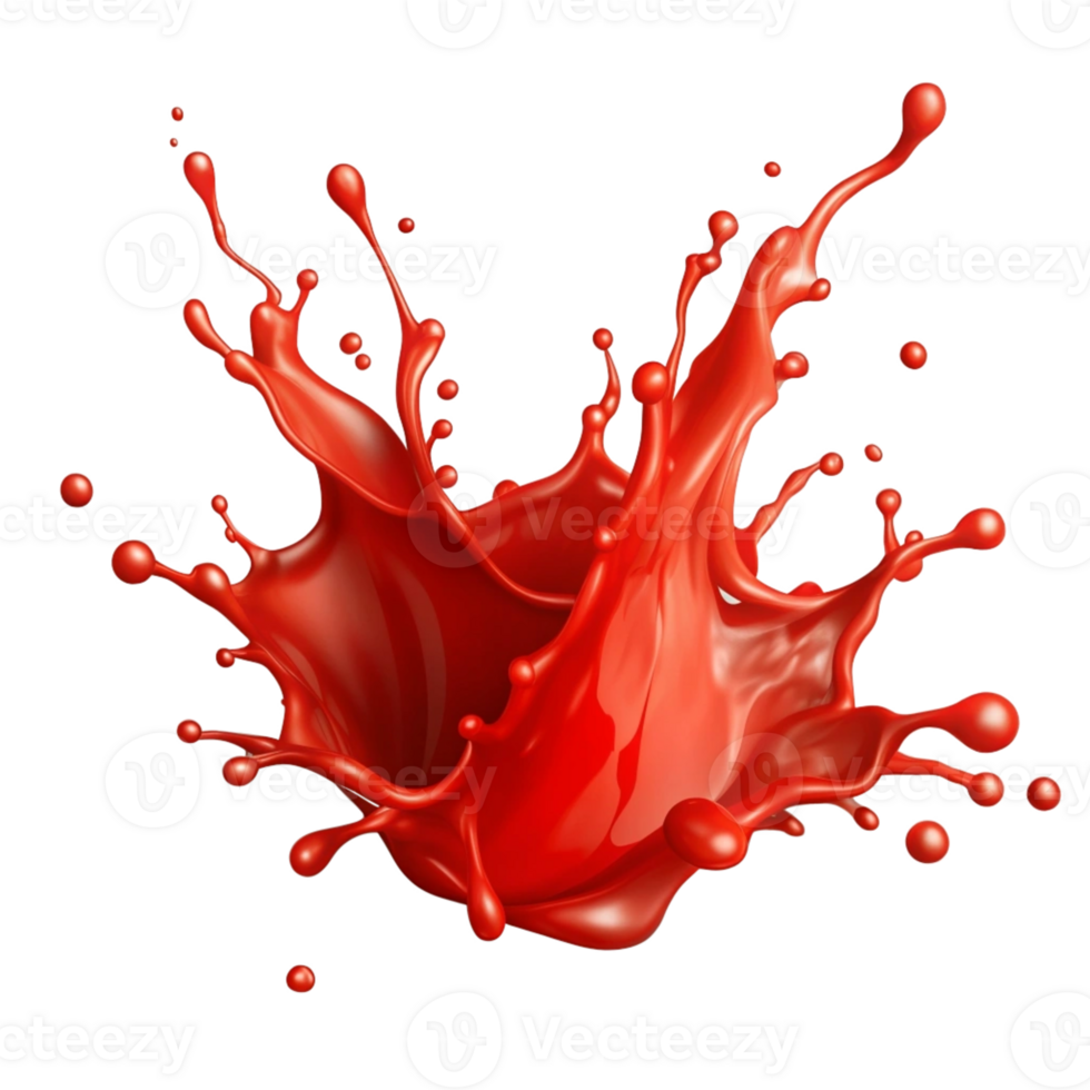 Red Liquid Splash Isolated on Transparent Background png