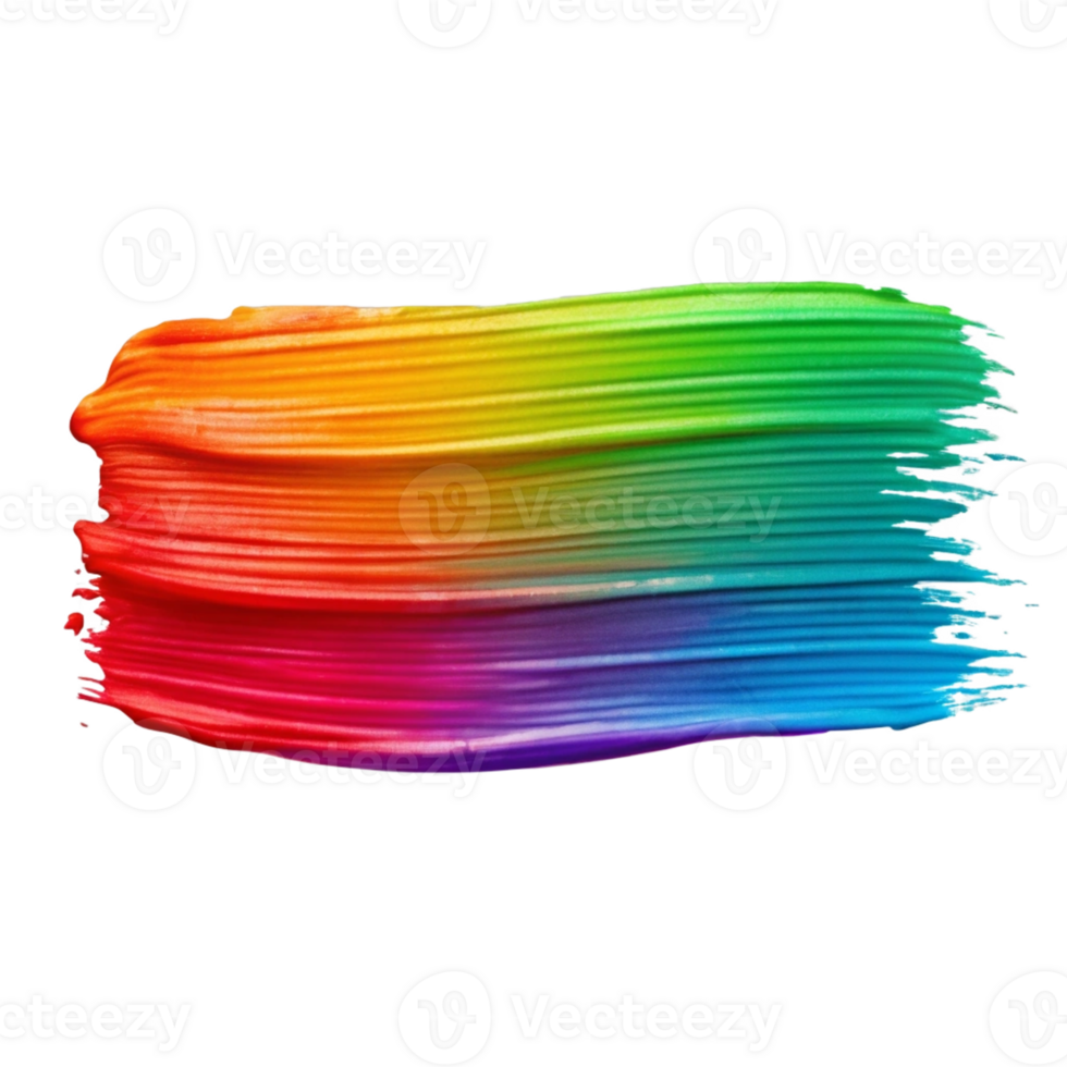 Abstract Rainbow Paint Brush Stroke on Transparent Background png
