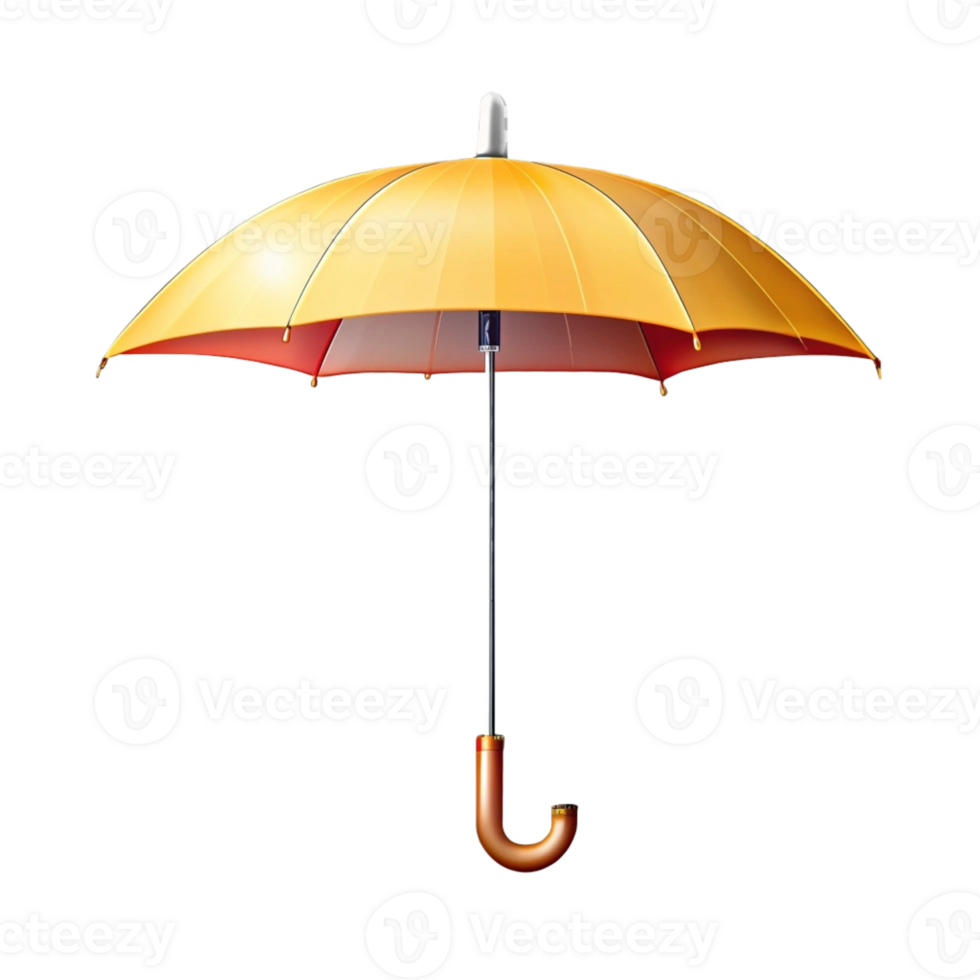 Yellow Umbrella with Red Lining Isolated on Transparent Background png